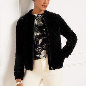Talbots Black Quilted Bomber Jacket